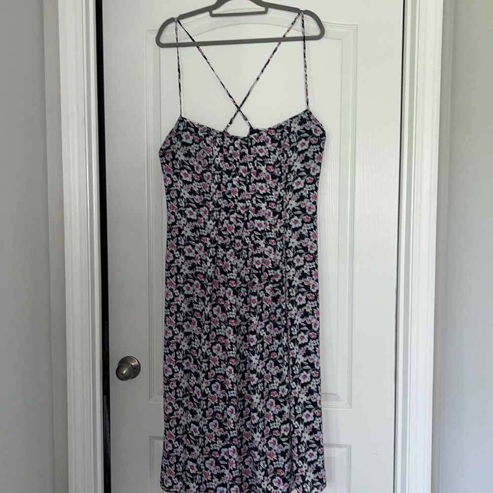 Banana Republic Pintuck Pleat Floral Midi Dress Size 16